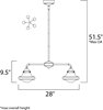 Picture of New School 5 Light LED Chandelier SN Satin White Opal Glass PCB LED (OA HT 13.75"-51.5") (CAN 4.96"x4.96"x2.44")