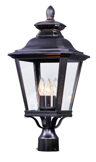 Foto para Knoxville 3-Light Outdoor Post BZ Clear Glass CA Incandescent E12 Incandescent