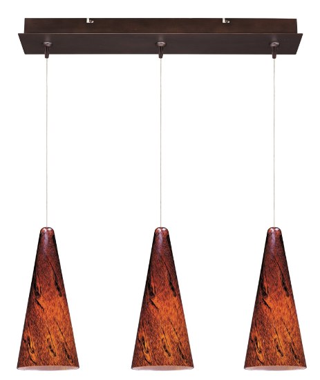 Foto para Lava 3-Light RapidJack Pendant and Canopy BZ Amber Lava