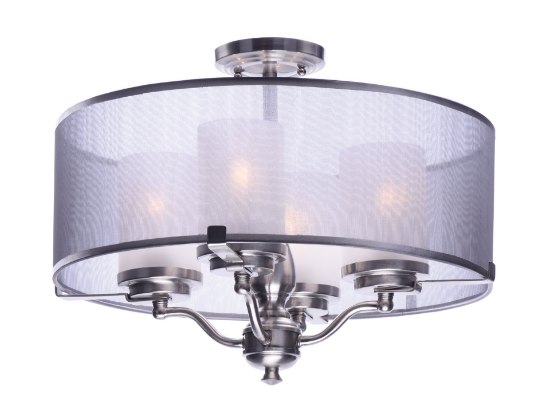 Foto para Lucid 4-Light Semi-Flush Mount SN Organza Fabric + Gla MB Incandescent Incandescent (OA HT 14.5") (CAN 4.75"x4.75"x1")