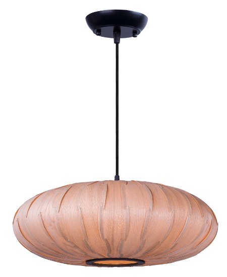 Picture of Norwood 1-Light Pendant BK Wood Veneer GU24 Fluorescent Fluorescent 20"x20"x7" (OA HT 127") (CAN 5.1"x5.1"x1.7")