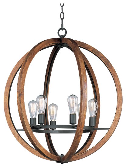 Picture of Bodega Bay 6-Light  Chandelier AR MB Incandescent Incandescent (OA HT 75") (CAN 5"x5"x1")36" Chain