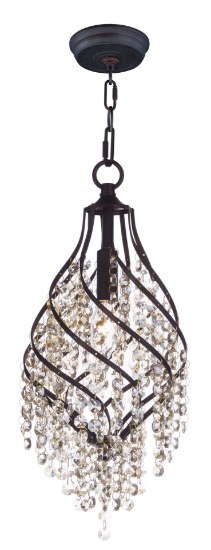 Picture of Twirl 1-Light Pendant OI Cognac CRYSTAL CA Incandescent Incandescent 7.5"x7.5"x17.5" (OA HT 22.5"-59.5") (CAN 5"x5"x1.25")36" Chain