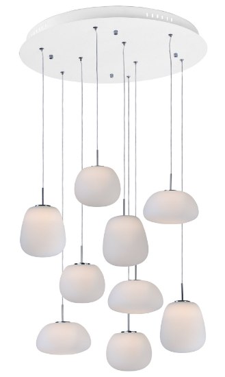 Picture of 43.2W Puffs 9-Light Pendant WT Matte White Opal Glass PCB LED (OA HT 10"-130")