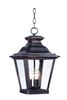 Picture of Knoxville 3-Light Outdoor Pendant BZ Clear Glass CA Incandescent E12 60 (OA HT 21.25"-91.75") (CAN 5"x5"x1.25")36" Chain