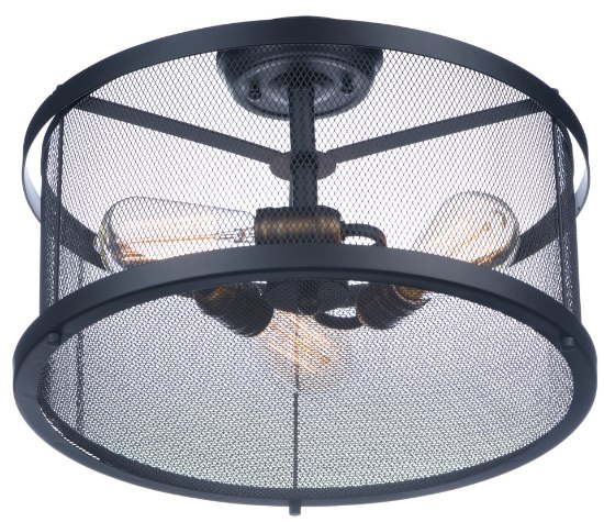 Picture of Palladium 3-Light Flush Mount w/Bulbs BKNAB Steel Mesh MB ST64 Incandescent Incandescent (CAN 5"x5"x1.25")