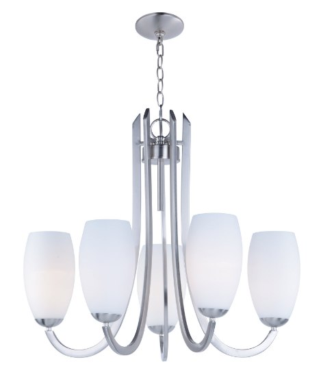 Picture of Taylor 5-Light Chandelier SN Satin White Opal Glass MB Incandescent Incandescent (CAN 2.54"x2.54"x1")36" Chain