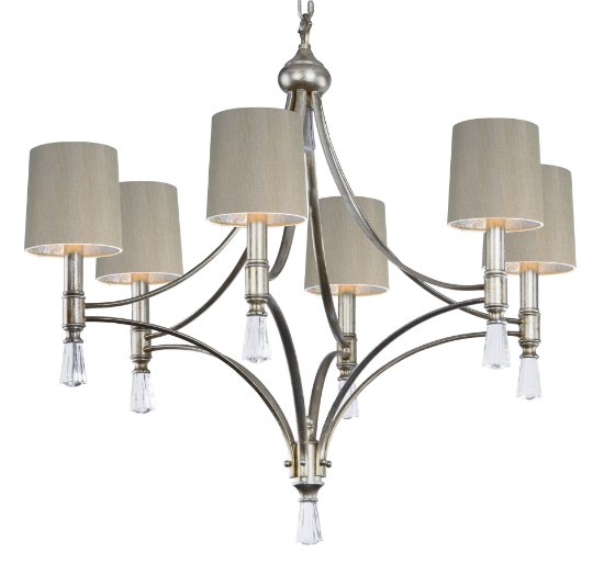 Picture of Regal 6-Light Pendant with Shade SG Clear Linen/Silver Leaf Fa CA Incandescent Incandescent (CAN 5"x5"x1")36" Chain