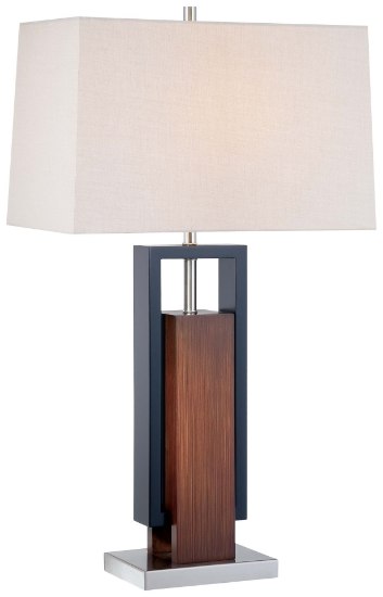 Picture of 100w SW 1 Light Table Lamp Walnut+black Tan Linen