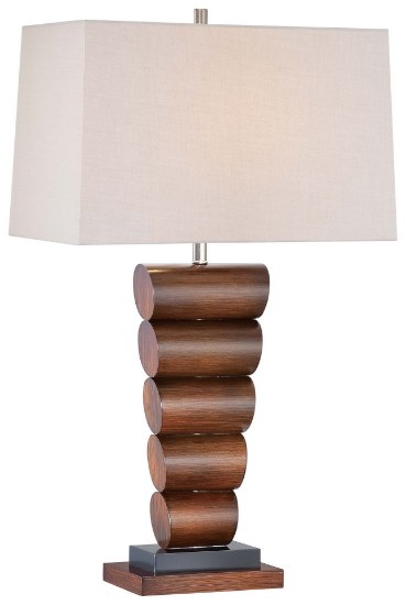 Picture of 100w SW 1 Light Table Lamp Walnut+black Tan Linen