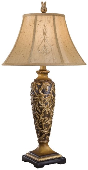 Foto para 100w SW 1 Light Table Lamp Florence Patina Embroidered Faux Silk Shades