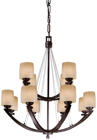 Foto para 100w SW 12 Light Chandelier Iron Oxide Venetian Scavo Glass