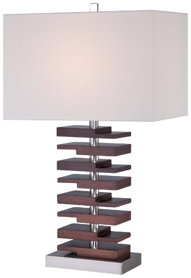 Picture of 100w SW 1 Light Table Lamp Walnut Off White Linen