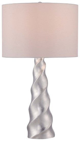 Picture of 113w SW 1 Light Table Lamp Silver Leaf White Silk