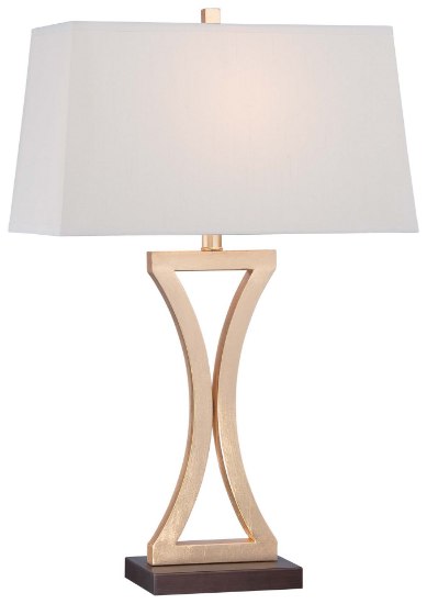 Foto para 113w SW 1 Light Table Lamp Gold Leaf White Linen