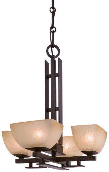 Foto para 50w SW 4 Light Mini Chandelier Iron Oxide Venetian Scavo Glass