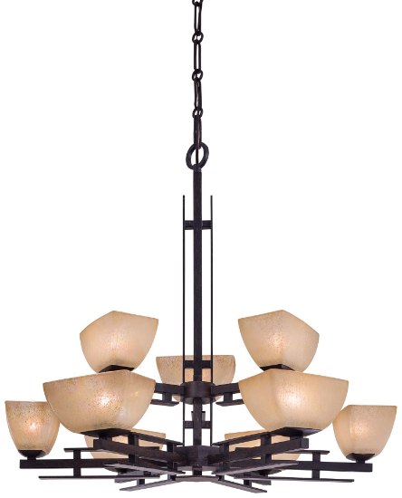 Picture of 50w SW 9 Light Chandelier Iron Oxide Venetian Scavo