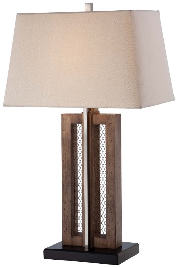 Picture of 100w SW 1 Light Table Lamp Bark Brown Beige Linen