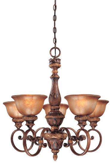 Picture of 100w CW 5 Light Chandelier Illuminati Bronze Silver Patina Glass