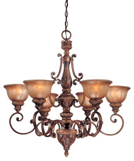 Picture of 100w SW 6 Light Chandelier Illuminati Bronze Silver Patina