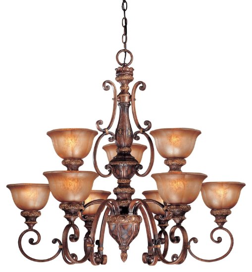 Foto para 100w SW 9 Light Chandelier Illuminati Bronze Silver Patina