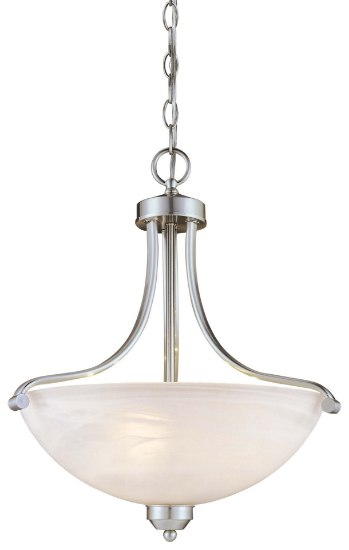 Picture of 3w SW 3 Light Pendant Brushed Nickel Etched Marble Glass