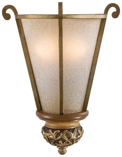 Picture of 40w SW 2 Light Wall Sconce- Jessica Mcclintock Home- The Romance Collection™ Florence Patina Salon Scavo(Tm) Glass