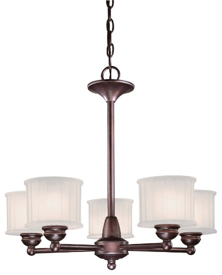 Picture of 100w SW 5 Light Chandelier Lathan Bronze Etched Glass-Box Pleat