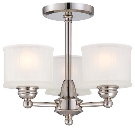 Foto para 60w SW 3 Light Semi Flush Mount Polished Nickel Etched Glass-Box Pleat