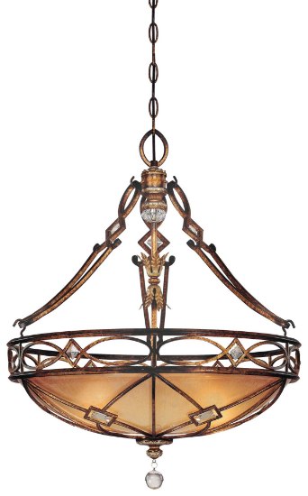 Foto para 100w SW 3 Light Pendant Aston Court Bronze Avorio Mezzo Glass