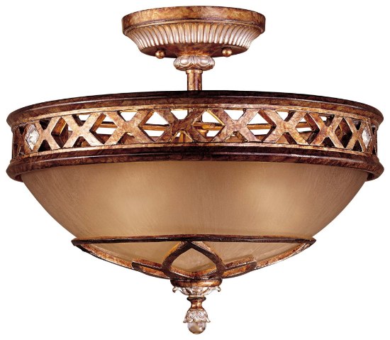 Picture of 60w SW 3 Light Semi Flush Mount Aston Court Bronze Avorio Mezzo