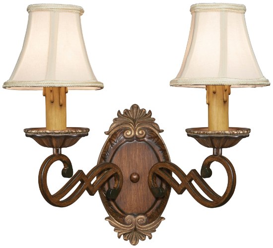 Picture of 60w SW 2 Light Wall Sconce Belcaro Walnut Beige