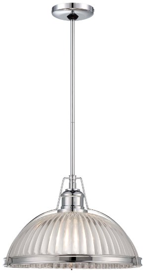 Picture of 150w SW 1 Light Pendant Chrome Ribbed Clear Glass