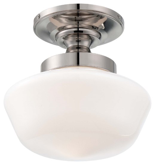 Picture of 150w SW 1 Light Semi Flush Mount Polished Nickel Opal