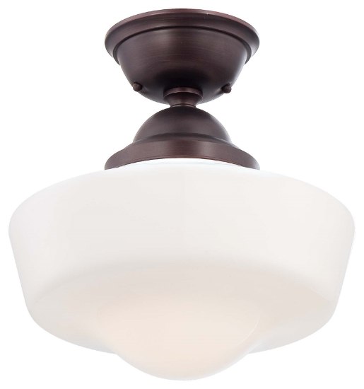 Picture of 150w SW 1 Light Semi Flush Mount Brushed Bronze Opal