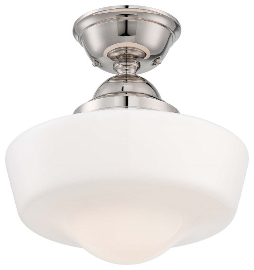 Picture of 150w SW 1 Light Semi Flush Mount Polished Nickel Opal