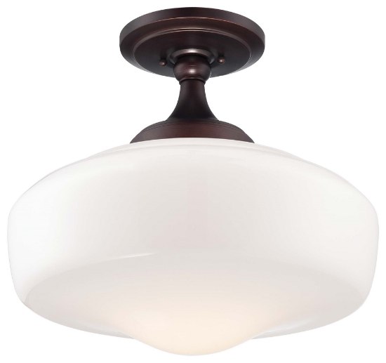 Picture of 150w SW 1 Light Semi Flush Mount Brushed Bronze Opal