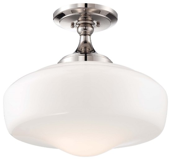 Foto para 150w SW 1 Light Semi Flush Mount Polished Nickel Opal