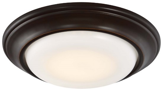 Picture of 15w WW Led Flush Mount Dark Restoration Bronze Etched White Glass