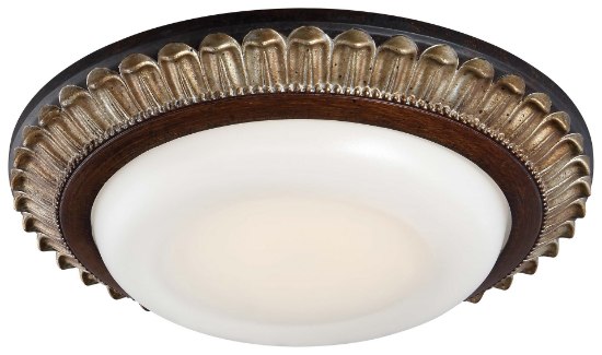 Picture of 15w WW Led Flush Mount Belcaro Walnut Etched White Glass