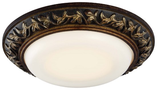 Foto para 15w WW Led Flush Mount Florence Patina Etched White Glass