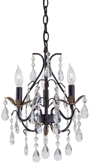 Picture of 60w SW 3 Light Mini Chandelier Castlewood Walnutt W/ Silver Highlights