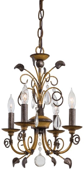 Foto para 60w SW 4 Light Mini Chandelier Belcaro Walnut Fluted Piastra Glass