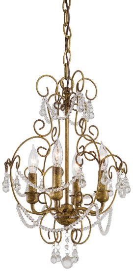 Foto para 60w SW 4 Light Mini Chandelier Regency Gilded Gold Fluted Piastra Glass