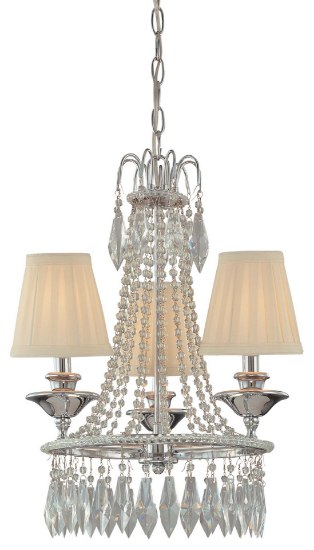 Picture of 60w SW 3 Light Mini Chandelier Chrome Beige W/Pleats