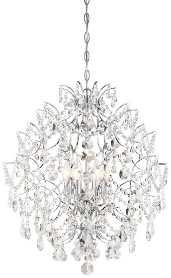 Foto para 60w SW 6 Light Chandelier Chrome Clear Crystal Strings M