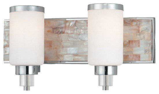 Picture of 100w SW 2 Light Bath Chrome Etched Opal Glass W/ Eidolon Krystal(Tm) Accents