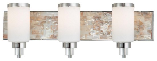 Picture of 100w SW 3 Light Bath Chrome Etched Opal Glass W/ Eidolon Krystal(Tm) Accents