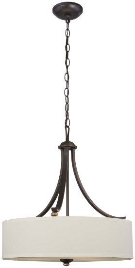 Foto para 100w SW 3 Light Pendant Lathan Bronze With Gold Highli White