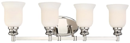 Foto para 100w SW 4 Light Bath Polished Nickel Etched Opal